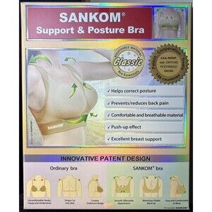 Sankom Compression Shapewear Posture Correcting Bra, Peach, XS - New